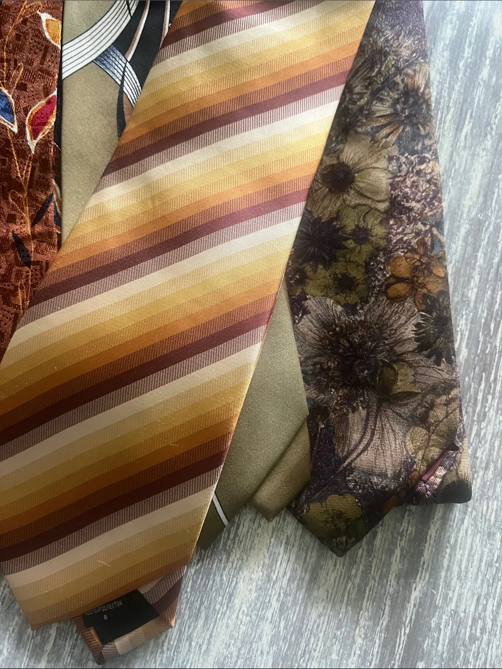 Set of 4 Men's Brown and Gold Striped Silk Tie - Classic Formal Accessory